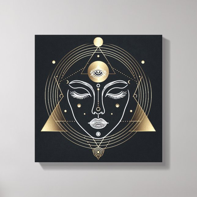Toile Feminine Third Eye with Golden Geometry (Recto)