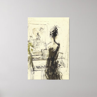 Toile Femme à Piano Sketch -