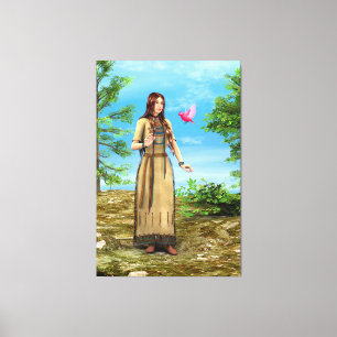 Toile Femme amérindienne Art de l'oiseau de la forêt