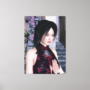 Toile Femme asiatique magnifique en tenue traditionnelle
