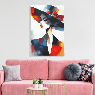 Toile Femme au Chapeau Bold Glamour Art