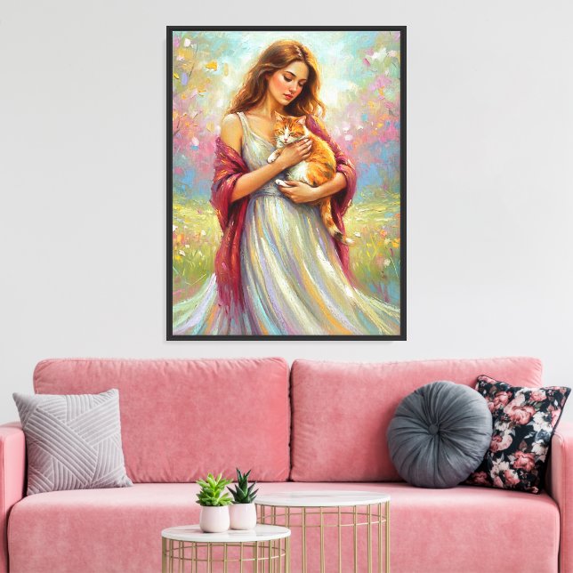 Toile Femme au chat (Insitu(Salon))