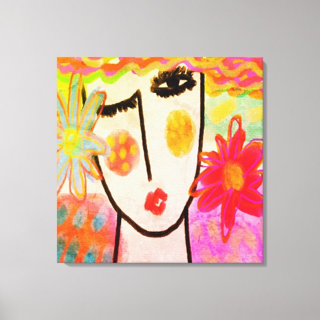Toile Femme aux fleurs d'été Abstrait Art numérique Can (Recto)