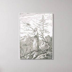 Toile Femme avec Raven, sur le bord d'un précipice