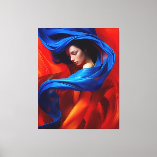 Toile Femme avec Voile bleu Cobalt sur arrière - plan or (Recto)