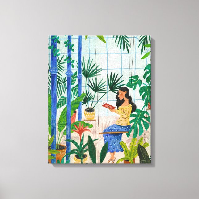 Toile Femme botanique plantes vertes (Recto)
