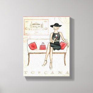 Toile Femme buvant du vin rouge