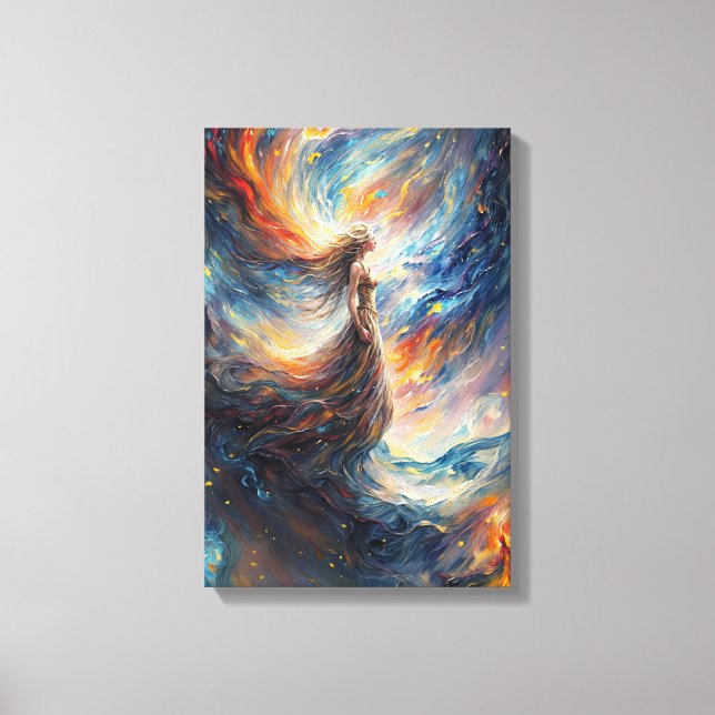 Toile Femme céleste dans l'art cosmos de feu (Recto)