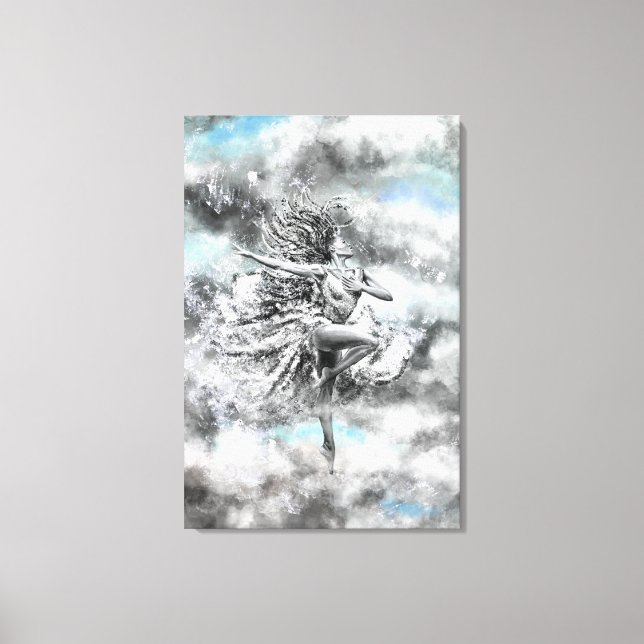 Toile Femme dansant dans les nuages - Sentiment - Peintu (Recto)
