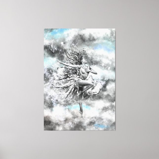 Toile Femme dansant dans les nuages - Sentiment - Peintu (Recto)