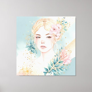 Toile Femme d'art mural pastel rêveur