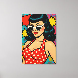 Toile Femme de l'art pop rétro glamour en lunettes de so