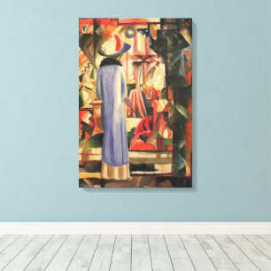 Toile Femme devant une vitrine d'August Macke