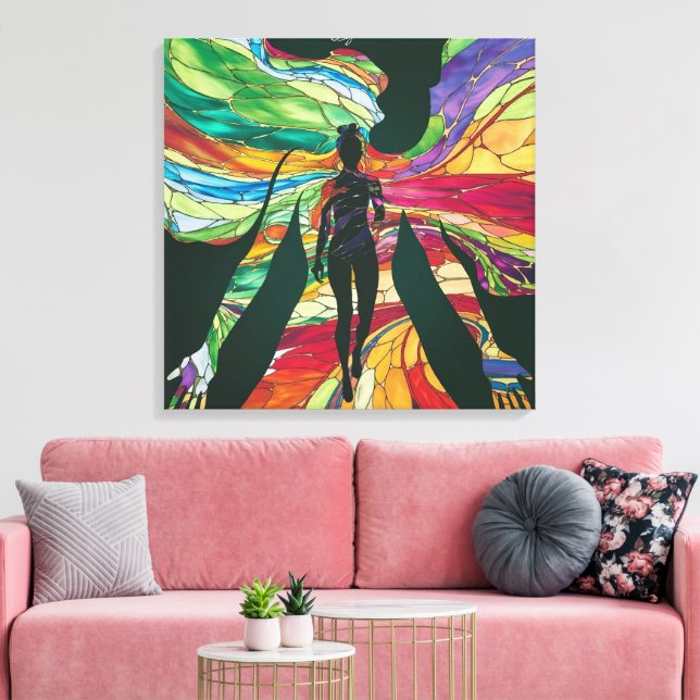 Toile Femme en verre tendu en vert Robe Vibrant Digitat (Insitu(Salon))