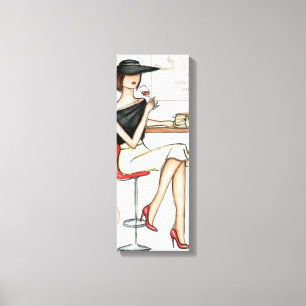 Toile Femme et verre à vin