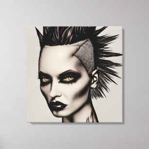 Toile Femme féroce en Mohawk et Piercings Punk gothique