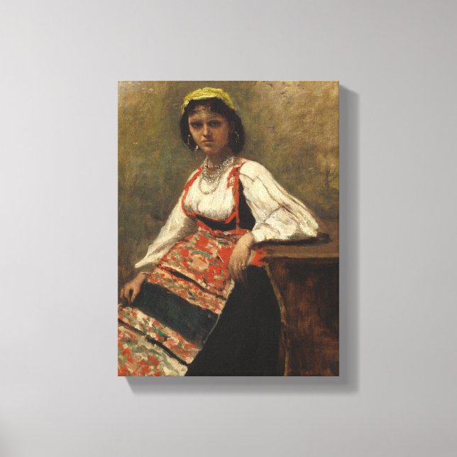 Toile Femme italienne (La Morieri) par Corot (Recto)