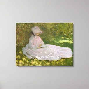 Toile Femme Lecture Springtime Monet
