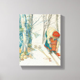 Toile Femme mettant sur des skis - Skidloperskan