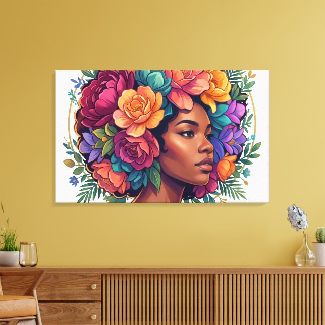 Toile Femme noire inspirante Bloom Fleur Afro (Insitu(Salon))