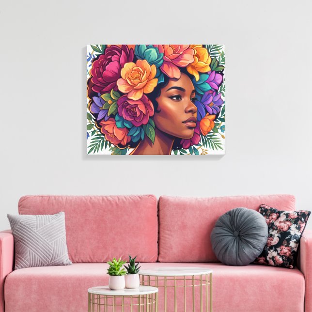 Toile Femme noire inspirante Bloom Fleur Afro (Insitu(Salon))