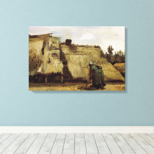 Toile Femme paysanne creusant le chalet par Vincent van