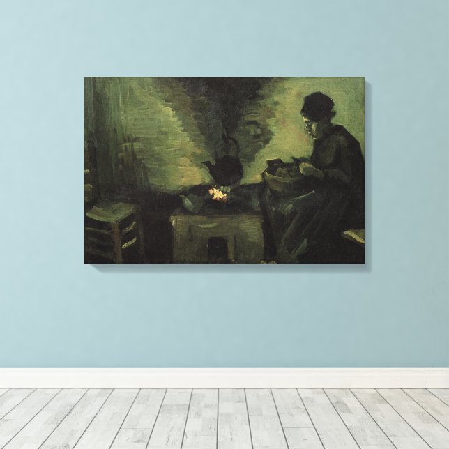 Toile Femme paysanne par foyer par Vincent van Gogh (Insitu (Plancher de Bois))