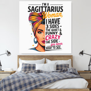 Toile Femme Sagittarius avec trois côtés drôle cadeau ca