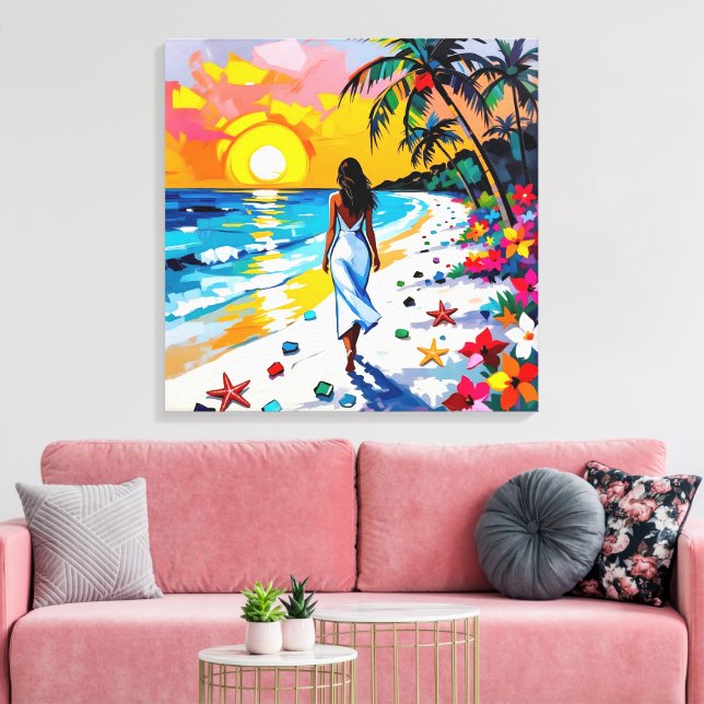 Toile Femme sur la scène de plage tropicale (Insitu(Salon))