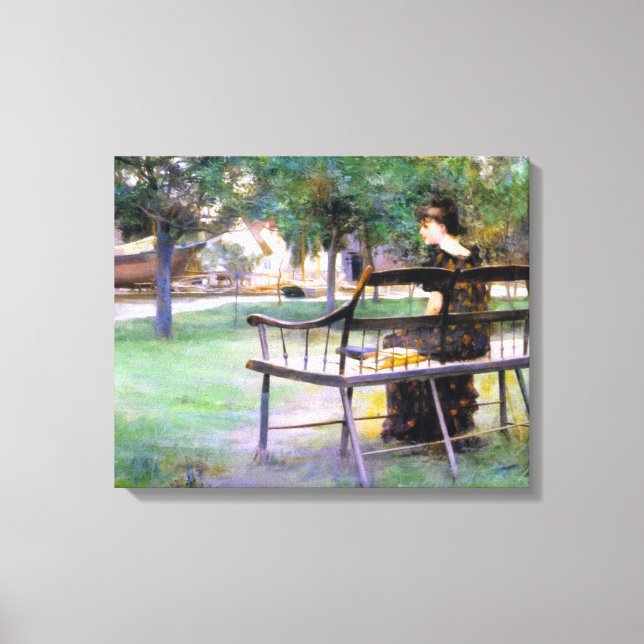 Toile Femme sur un banc (par Edwin Austin Abbey) (Recto)