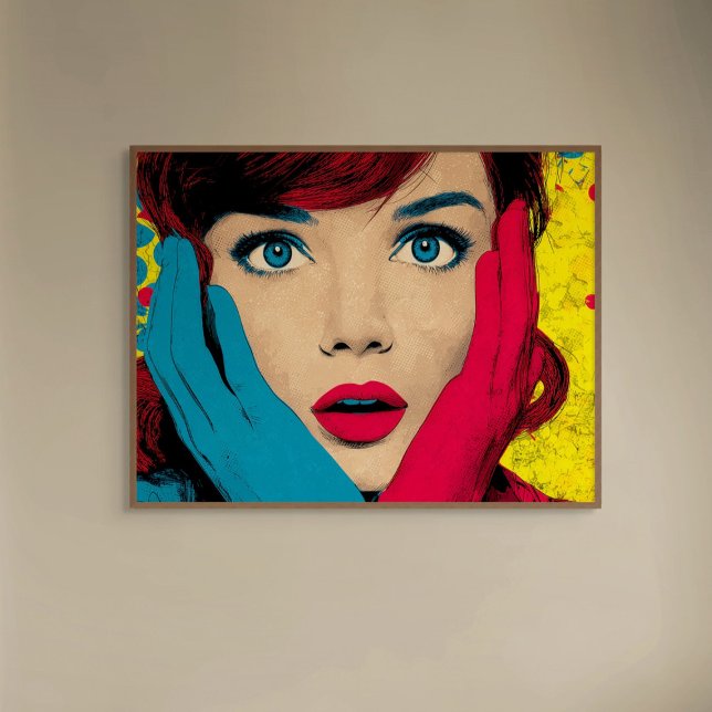 Toile Femme surprise en pop art (Créateur téléchargé)