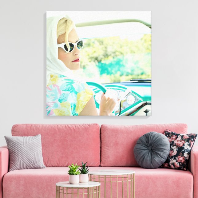 Toile Femme Vintage des années 1950 en voiture (Insitu(Salon))