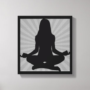 Toile Femme Zen Noire Faisant de la Méditation de Yoga T