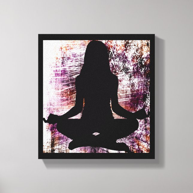 Toile Femme Zen Violet Faisant Du Yoga Méditation Canvas (Recto)