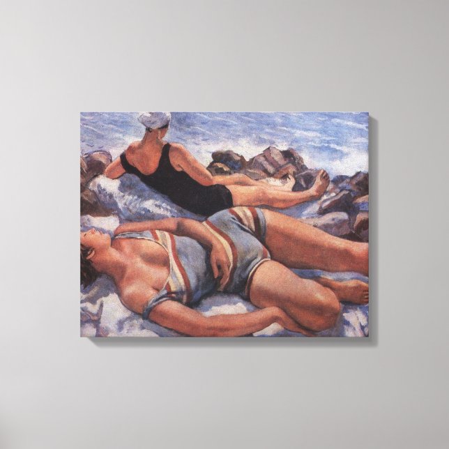 Toile Femmes bronzage sur la plage (par Serebriakova) (Recto)