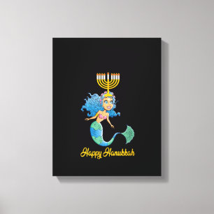 Toile Femmes heureux Hanoukka Menorah Mermaid Amour drôl