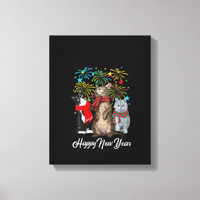 Toile FEMMES Joyeux Nouvel An Chat Joyeux Meow Année 202 (Recto)