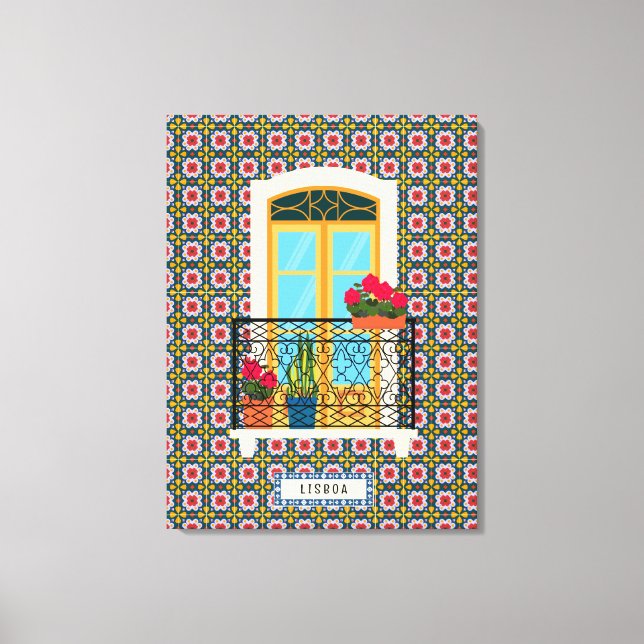 Toile Fenêtre de la maison de Lisbonne avec plantes et c (Recto)