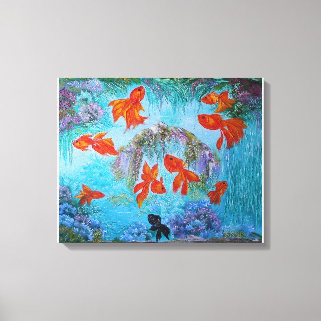 Toile Feng shui 9 or poisson art peinture de la richesse (Recto)