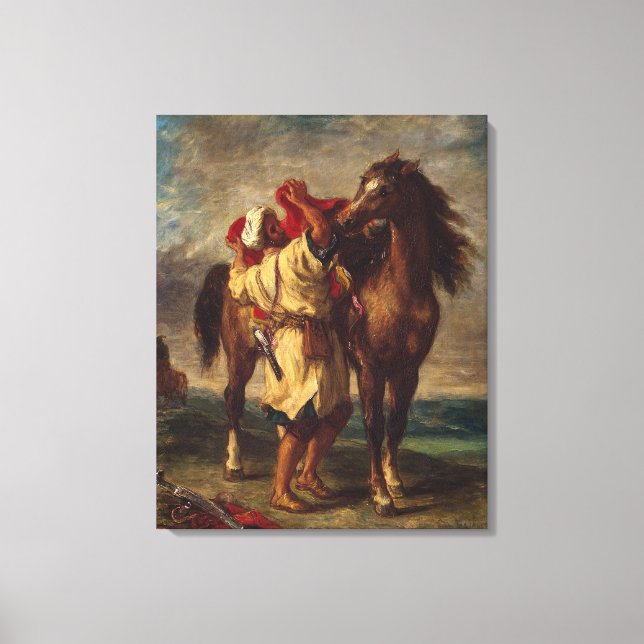 Toile Ferdinand Delacroix Arab Saddle Son Cheval (Recto)