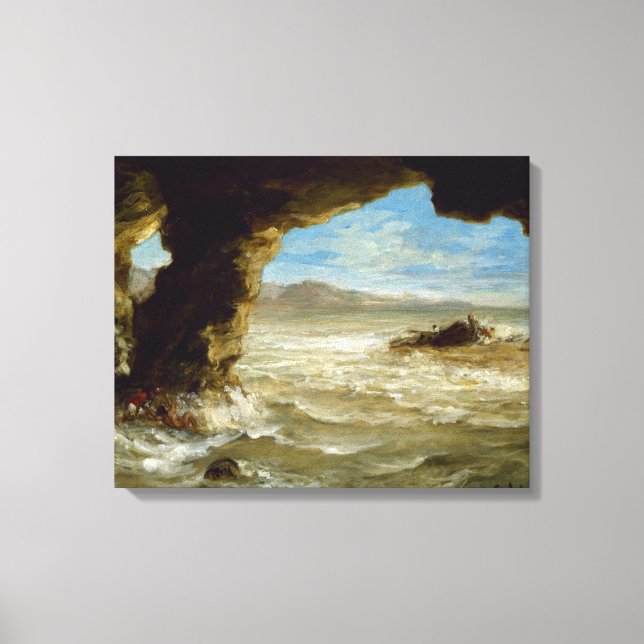 Toile Ferdinand Delacroix Vintage naufrage sur la côte (Recto)