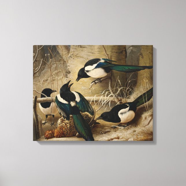 Toile Ferdinand von Wright - Magpies autour d'une mort (Recto)