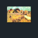 Toile Ferme en Provence par Vincent van Gogh<br><div class="desc">Ferme de Provence par Vincent van Gogh est une peinture architecturale vintage de post impressionnisme d'art avec un paysage avec un fermier dans les prés et une porte menant à une ferme dans le sud de la France. À propos de l'artiste : Vincent Willem van Gogh était un peintre post...</div>