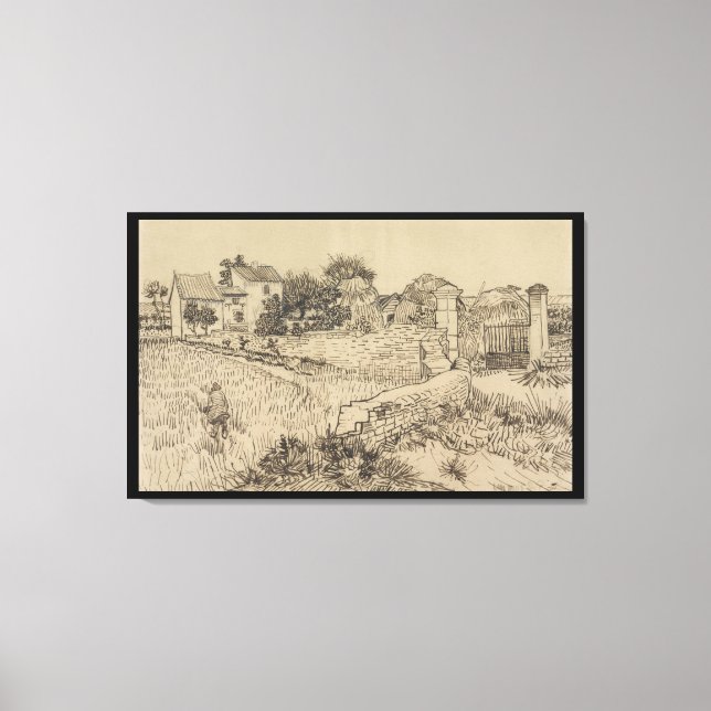 Toile Ferme En Provence Van Gogh Dessin Style Imitation (Recto)