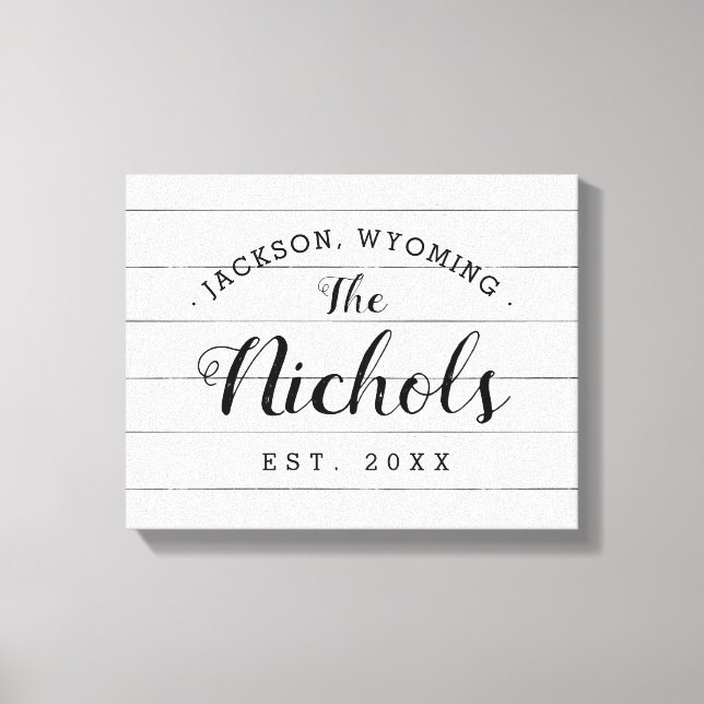 Toile Ferme Faux Shiplap Famille Monogramme Panneau en t (Recto)