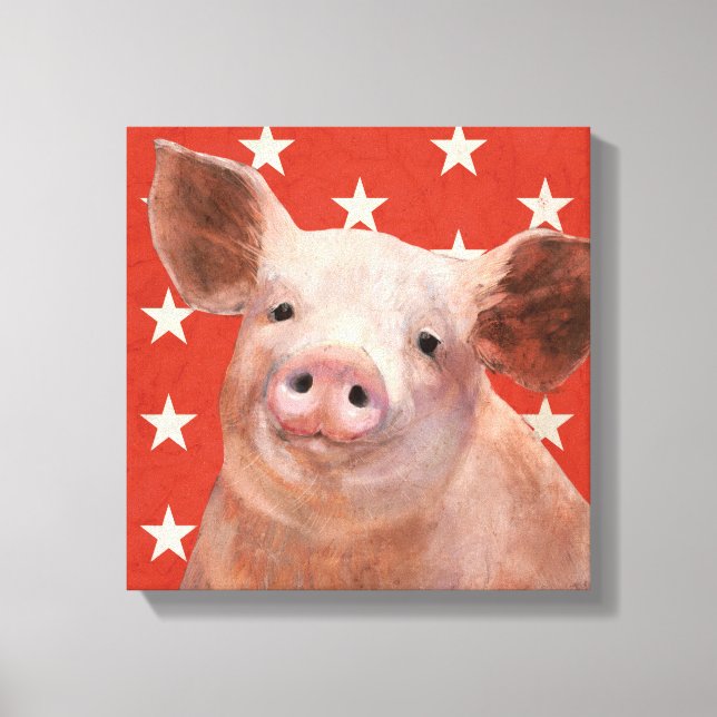 Toile Ferme patriotique - Cochon (Recto)