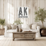 Toile Ferme Rustic State Code postal Alaska<br><div class="desc">Ce panneau rustique est une façon simple de montrer votre amour pour la maison. Le code postal peut être personnalisé avec n'importe quel code postal dans l'état. Fait un grand cadeau. Créé par Simply Farmhouse Press.</div>