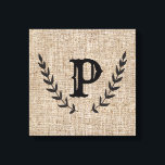 Toile Ferme rustique Burlap & Black Botanical Laurel<br><div class="desc">Impression Canvas</div>