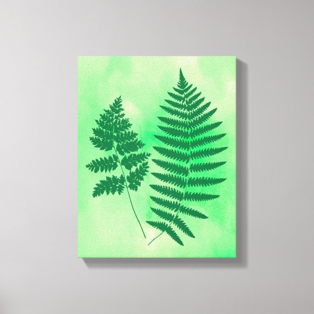 Toile Fern Fronds, vert sur une aquarelle Arrière - plan (Recto)