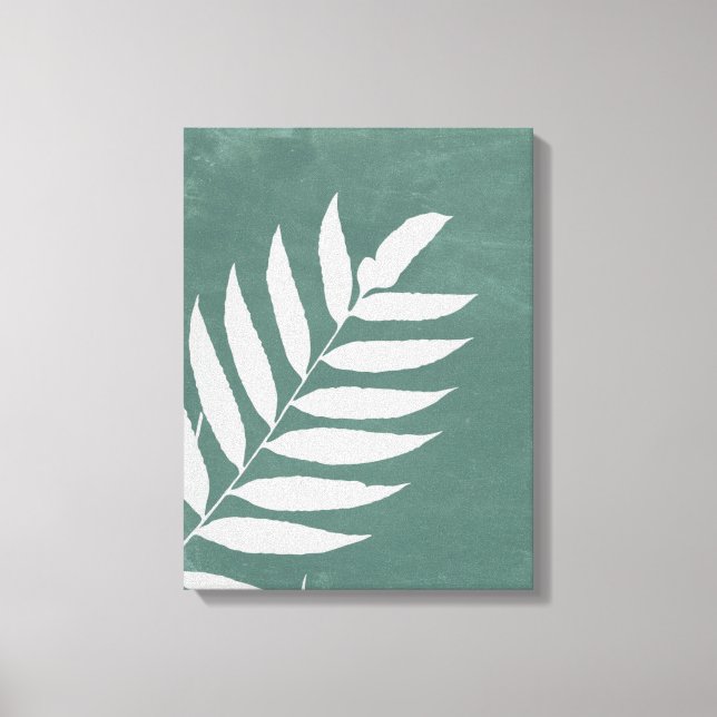 Toile "Ferne en douceur" - Une feuille de fougère blanch (Recto)